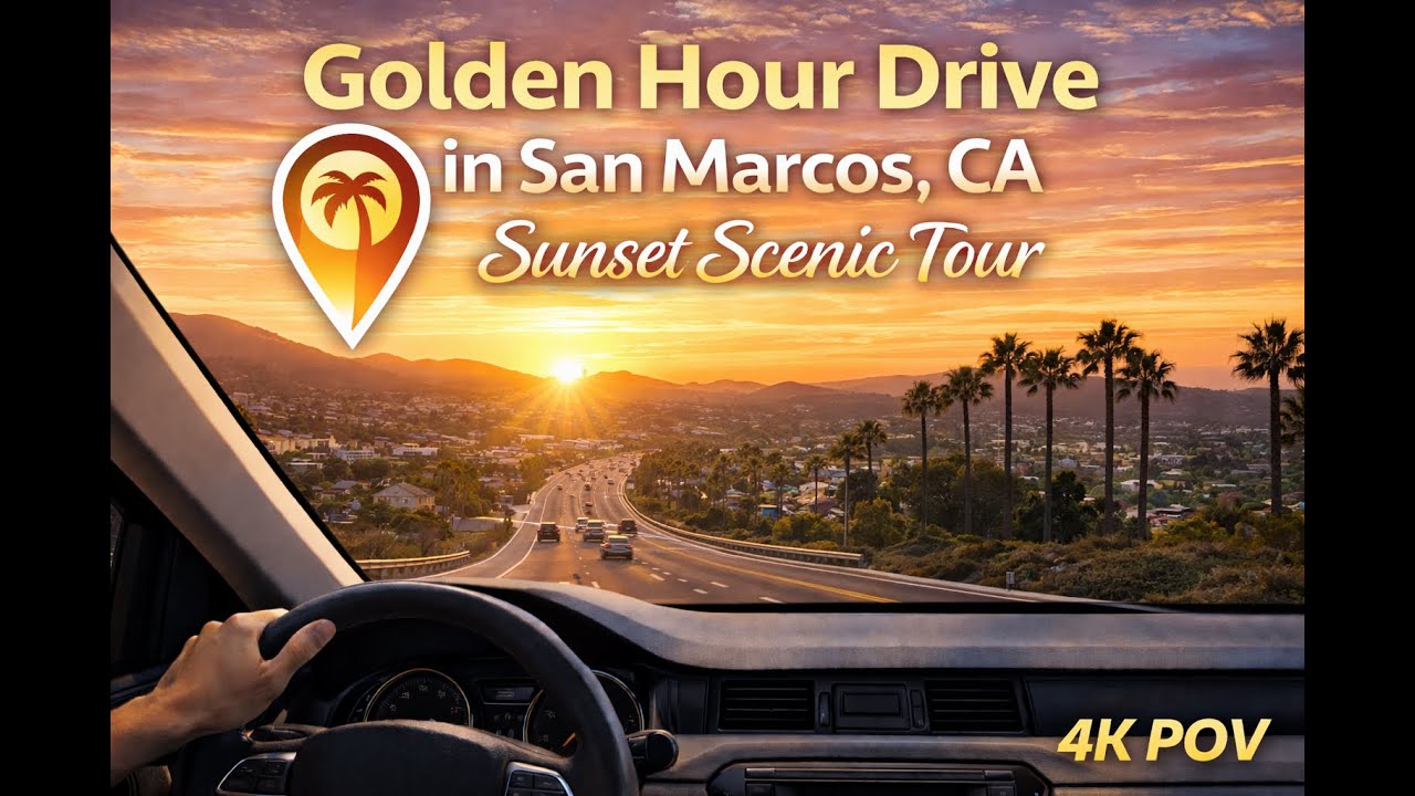 San Marcos California Sunset Drive 2026 | Scenic 4K Golden Hour Driving Tour | San Diego POV