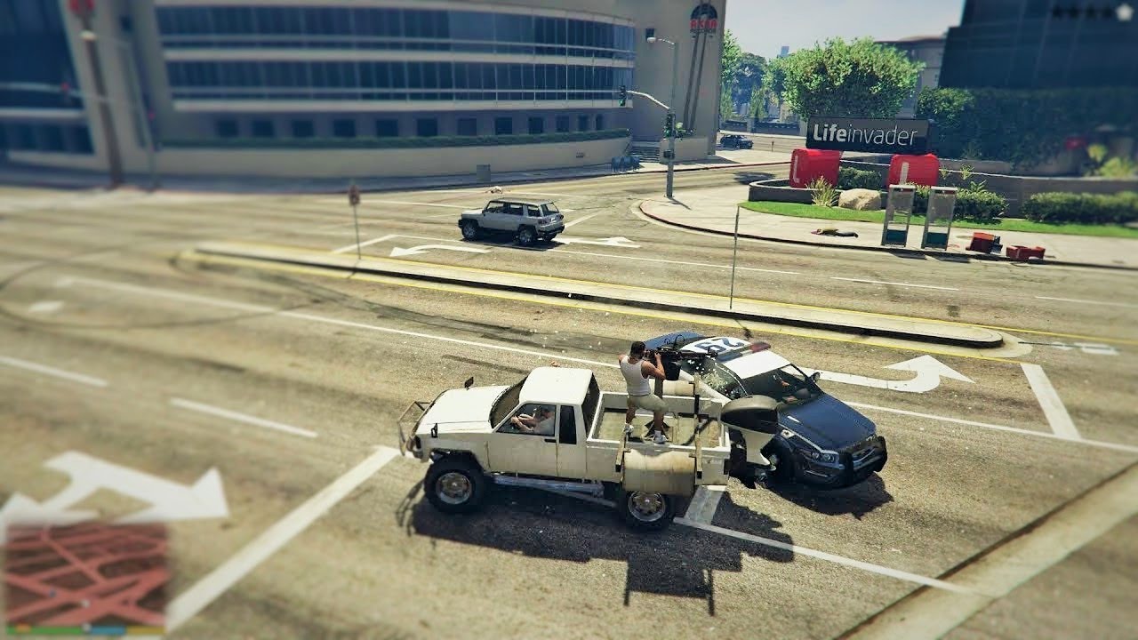GTA 5 - Franklin, Michael and Trevor's Five Star Escape From The LIFEINVADER OFFICE # 87