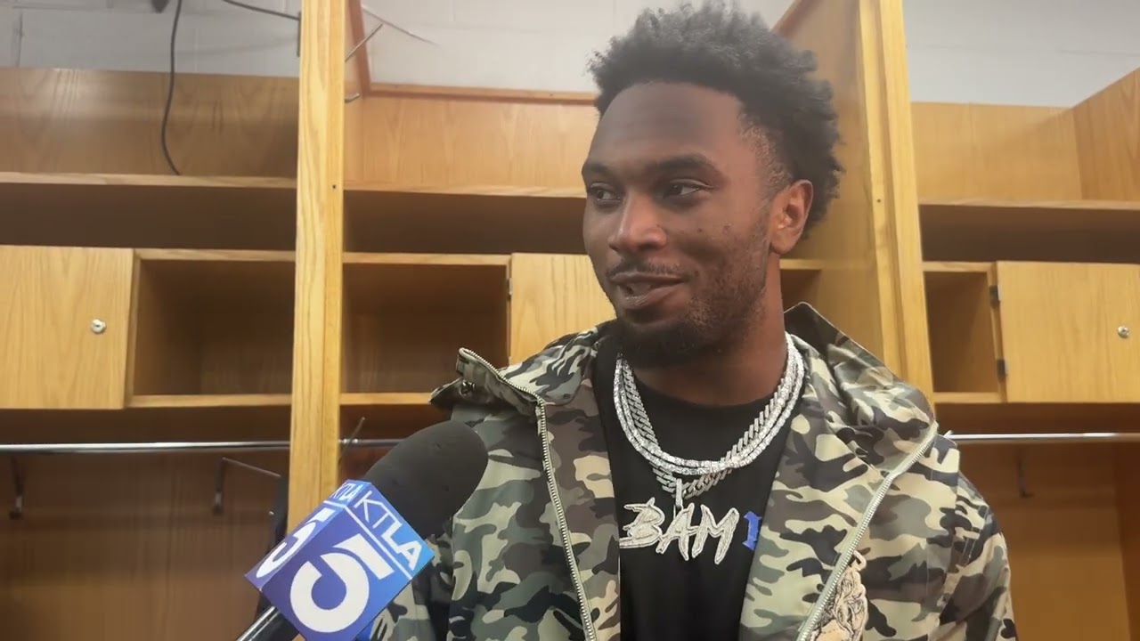 Rams Kam Curl speaks to the media after divisional round victory over Bears