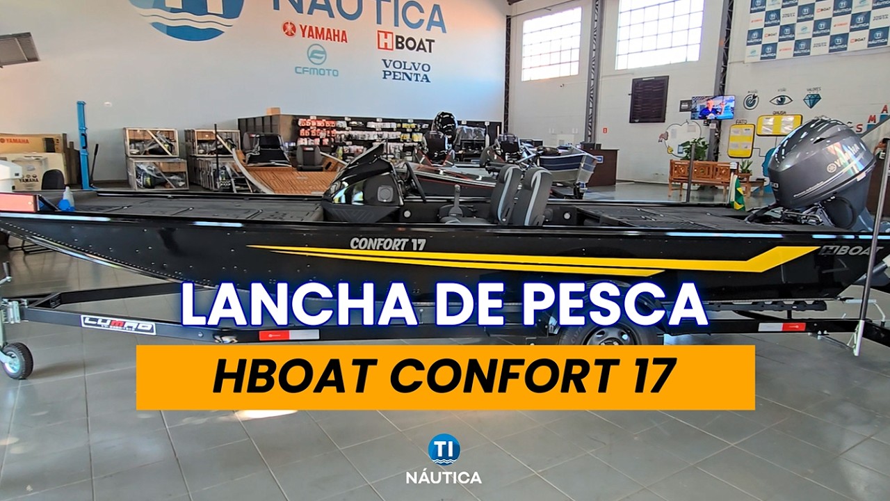 Nova Hboat Flash confort 17 com EVA e motor Yamaha F60. Lancha de pesca esportiva