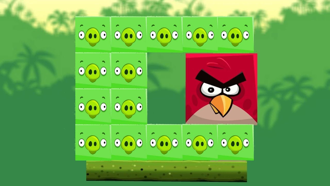 Angry Birds Kick Piggies - ONE SURROUNDED SQUARE BIRD KICK ALL SMALL SQUARE PIGGIES!