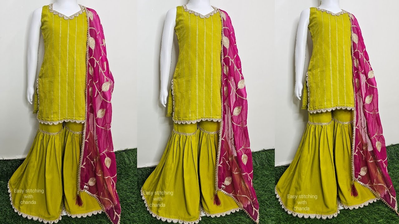 Very Easy Baby Sharara Dress Cutting and Stitching/Designer Baby Girl Dress Cutting and stitching