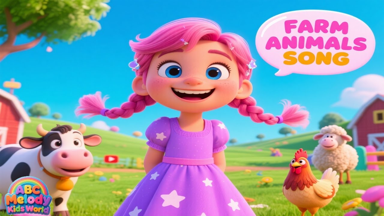 Farm Animals Song for Kids 🐄🐑🐔 | Learn Animal Names for Toddlers & Preschool | ABC Melody Kids World