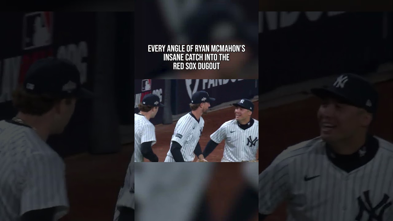 Every Angle of Ryan McMahon's Insane Catch into the Red Sox Dugout #yankees #highlight #playoffs