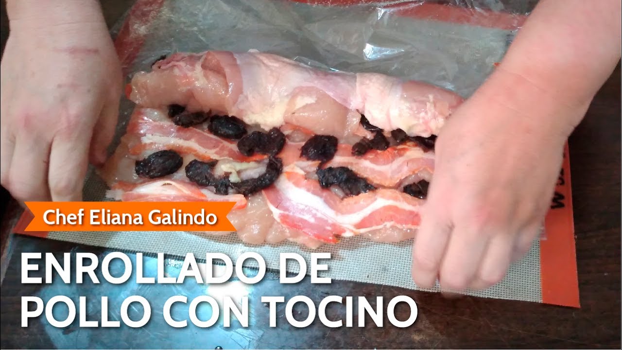 Enrollado de pollo con tocino y guindones | Recetas de navidad
