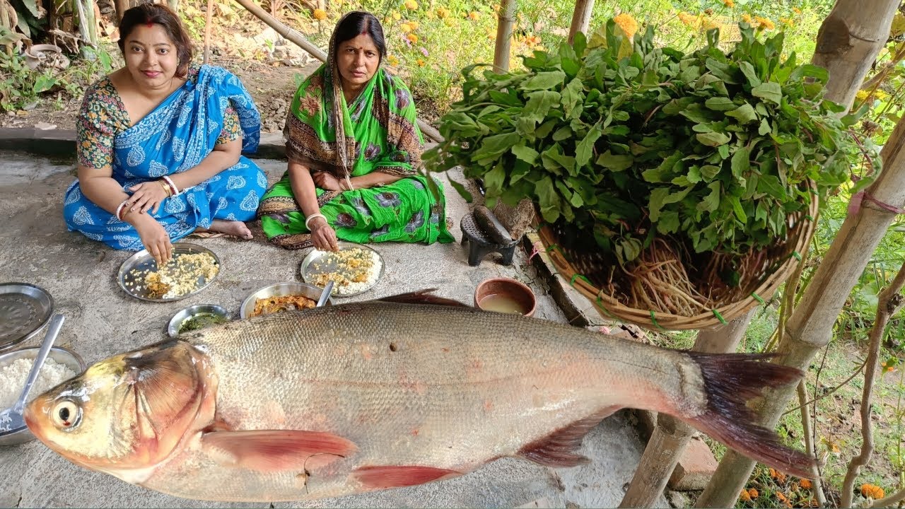 গ্রাম্যপদ্ধতিতে দারুন স্টাইলে সিলভার কার্প মাছ রান্না সাথে বেতো শাক ভাজা | Siver Curp Macher Recipe