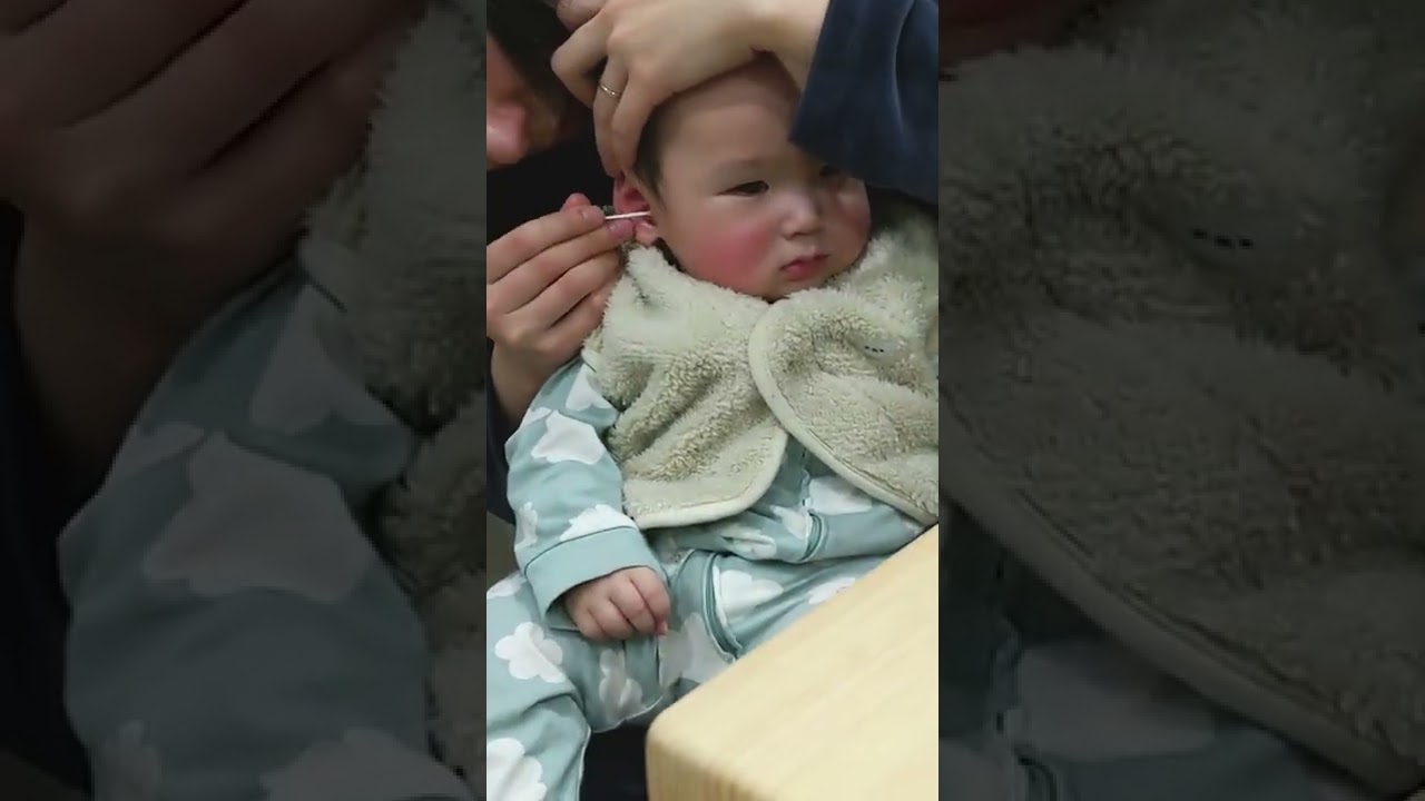Mom hits the spot! Baby reaction to cleaning ears is adorable! #Shorts