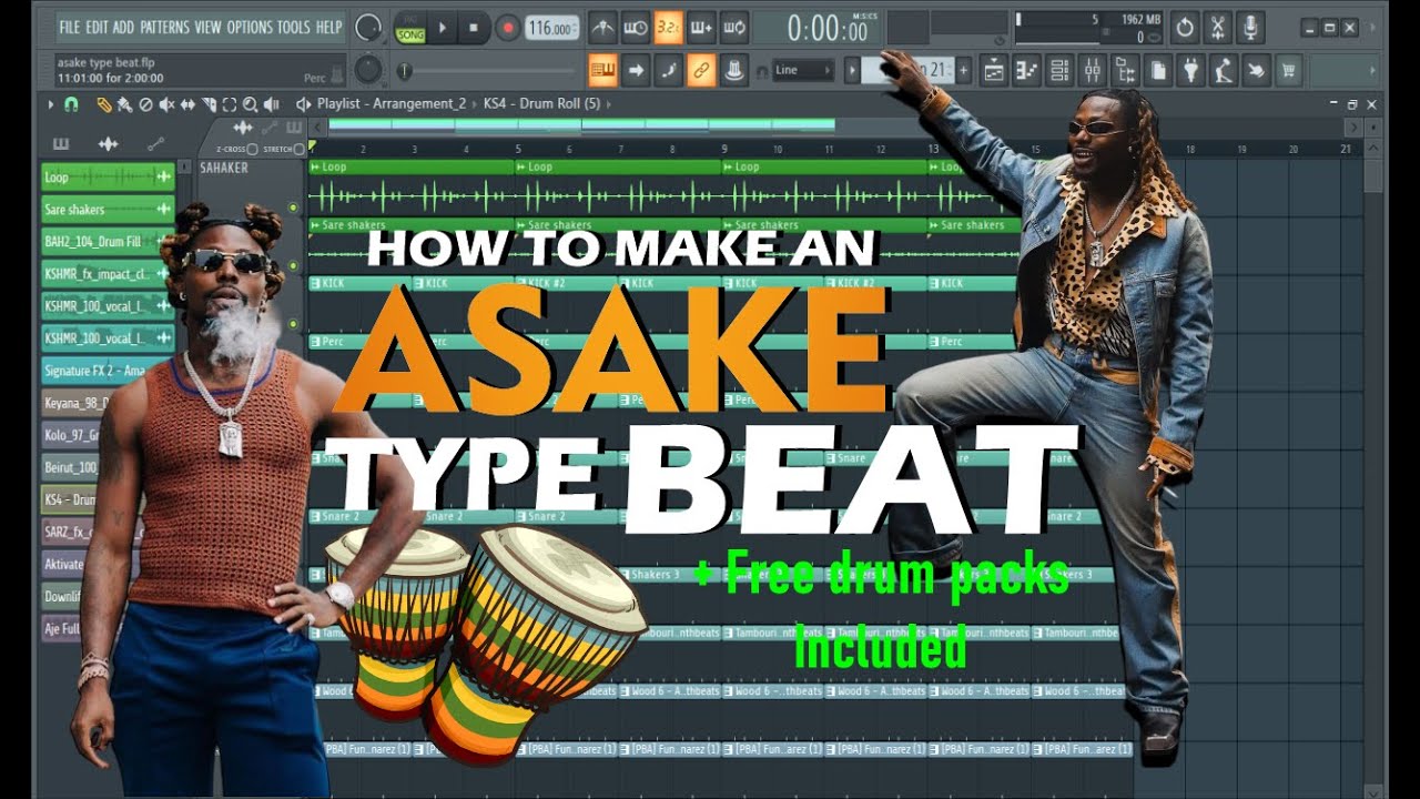 How to Make an ASAKE Type Beat {Free amapiano drum pack included}