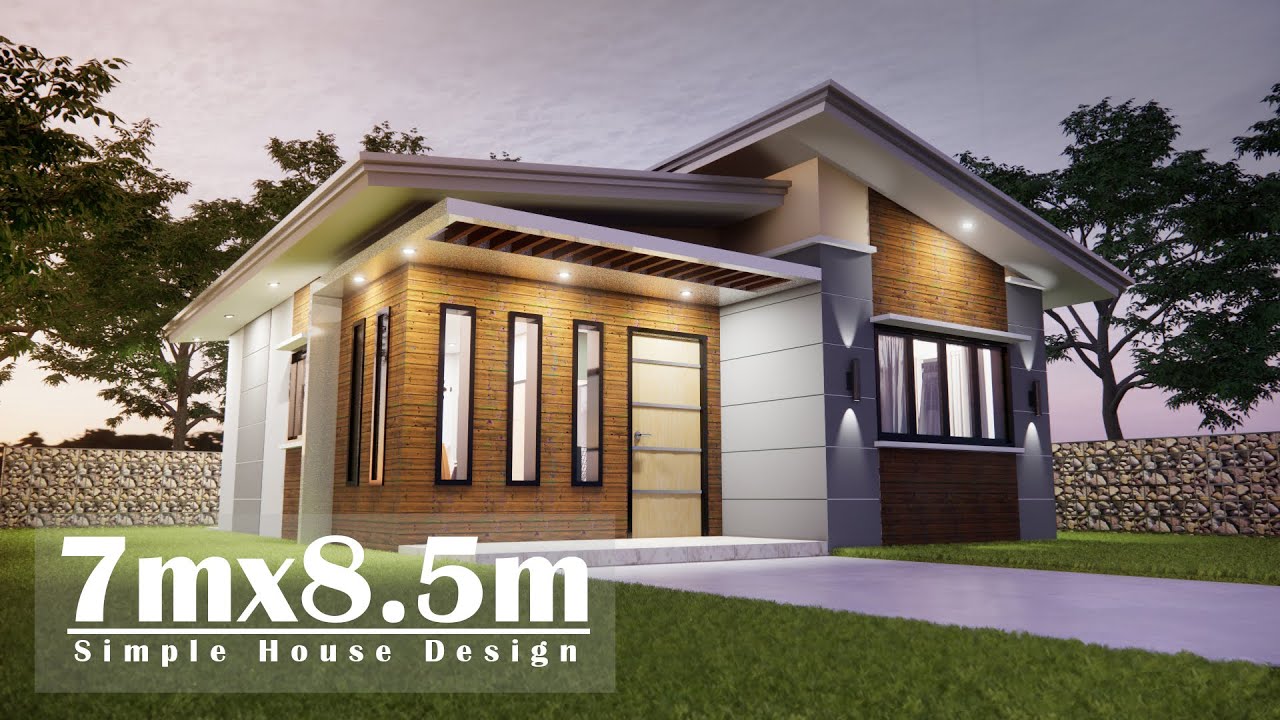 7mx8.5m Simple House Design Concept with 2 Bedrooms