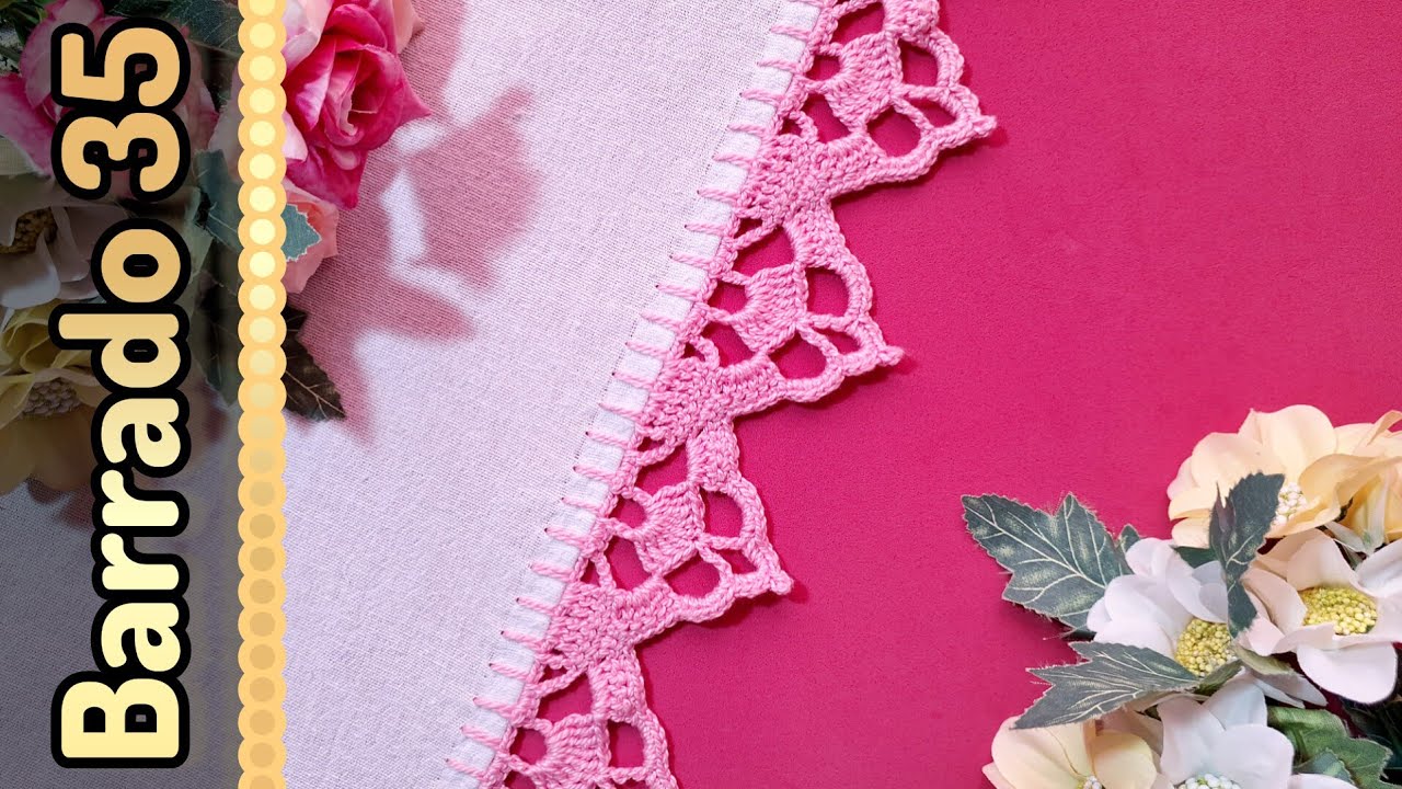 BARRADO DE CROCHÊ Nº 35 COM 5 CARREIRAS PASSO A PASSO #crochepanodeprato