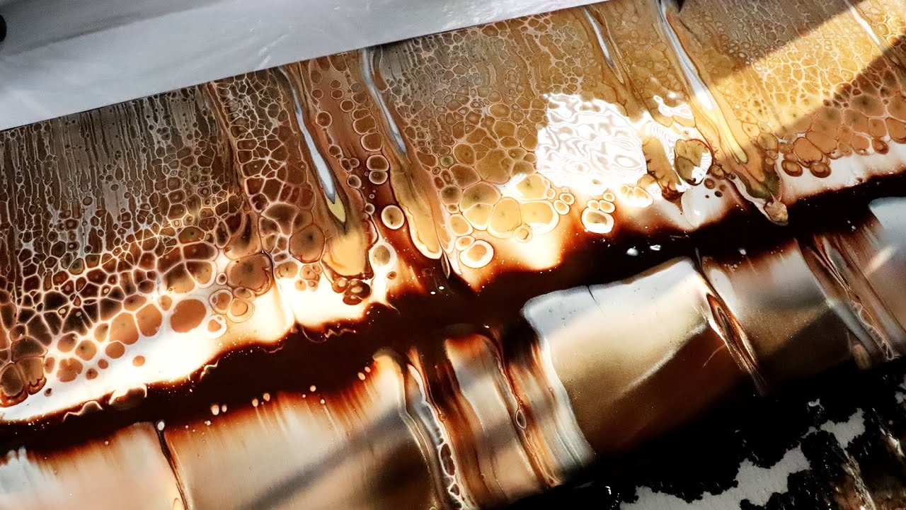 Swipe,no Silicone,pouring technique,gold,umbra,kupfer, 20x50cm (568)