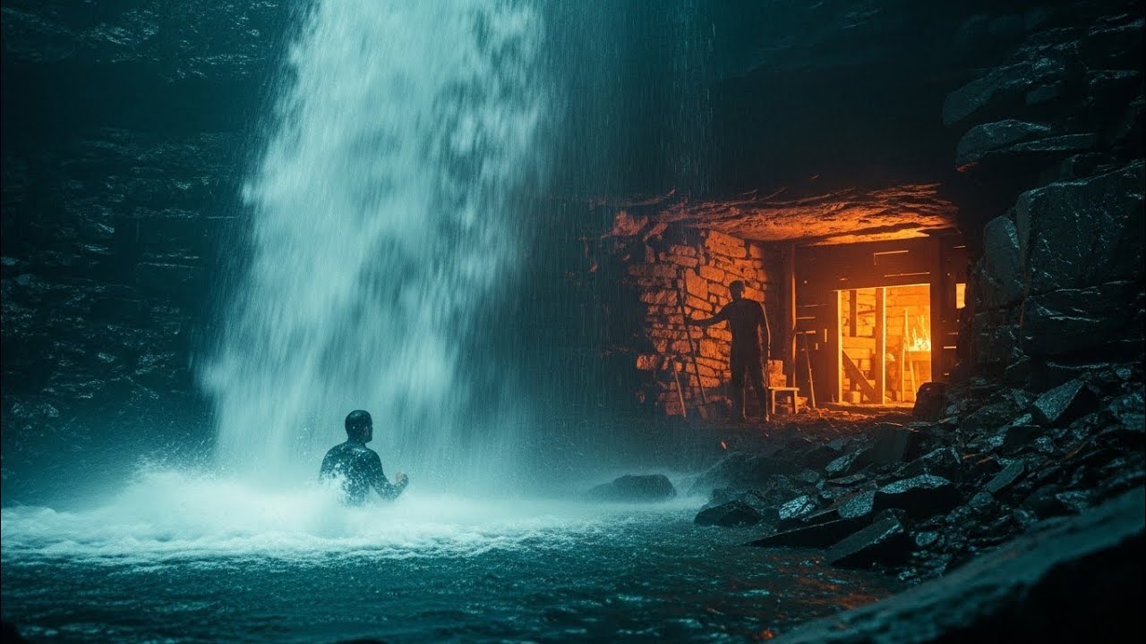 This Man Built a SECRET HOUSE Inside a WATERFALL CAVE | Silent ASMR Survival