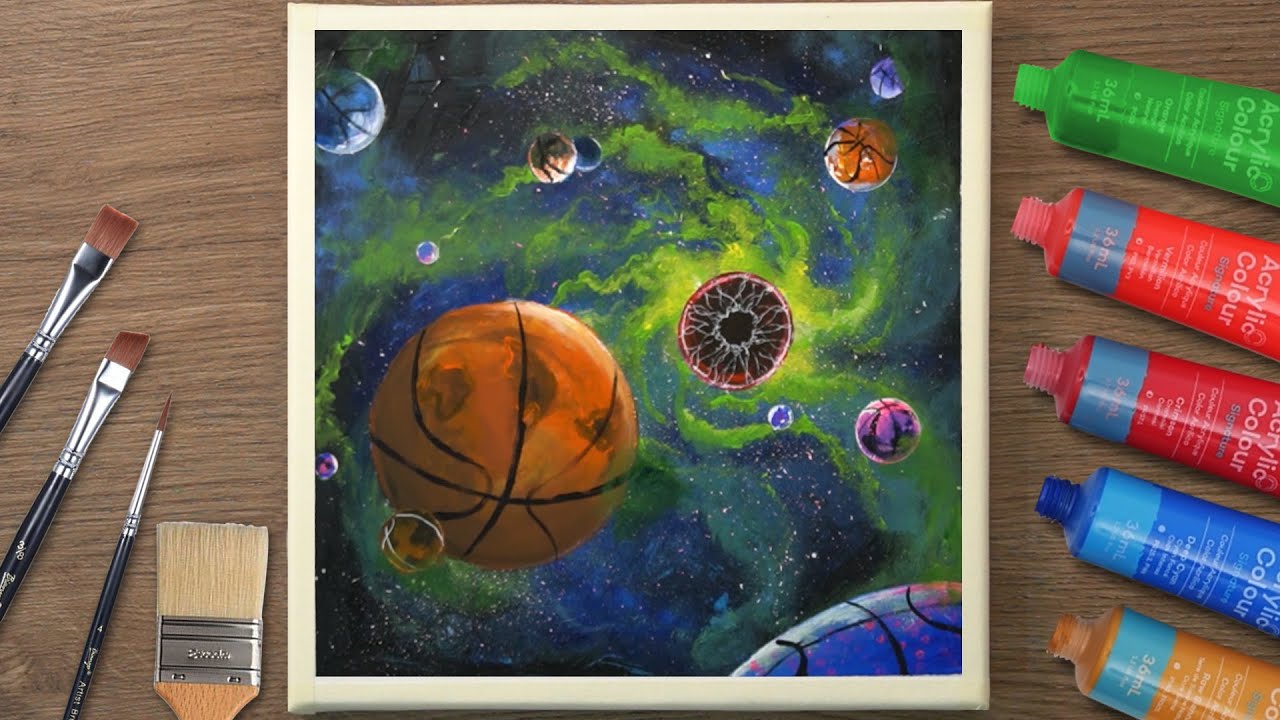 How to Paint BASKETBALL - NBA | Acrylic Painting