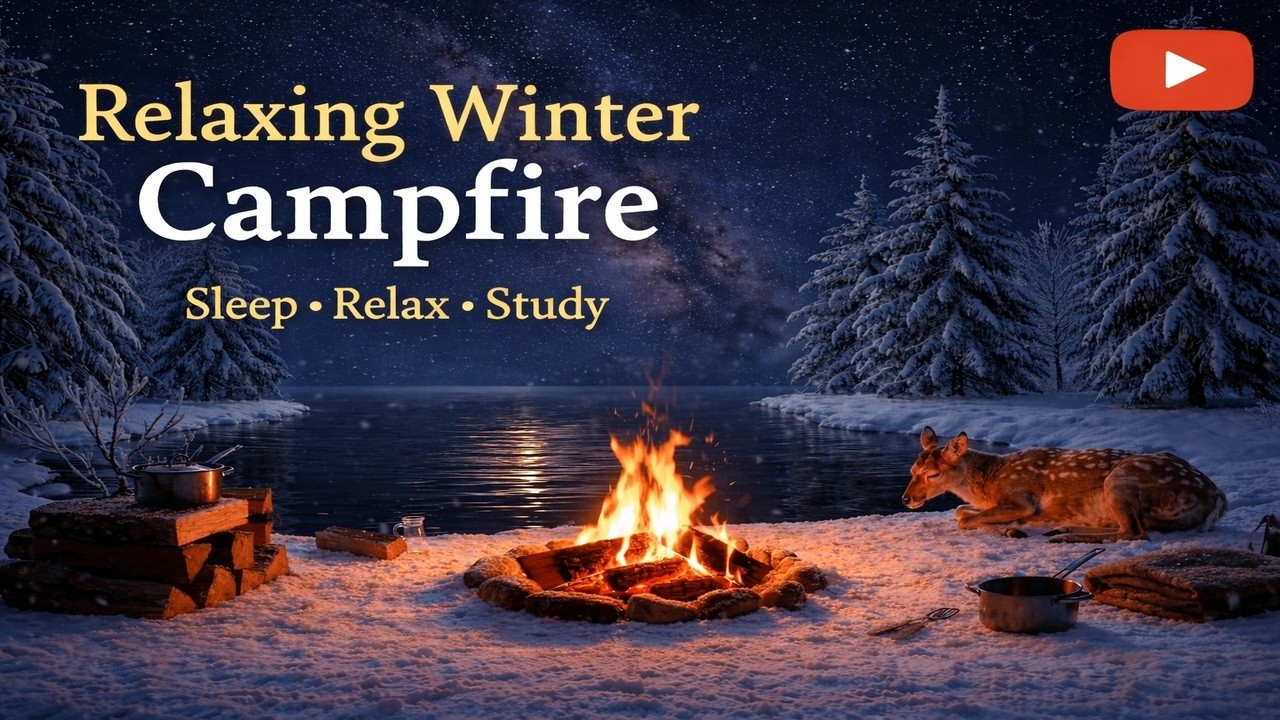 3 Hour Winter Campfire Sounds – Crackling Fire Ambience for Deep Sleep & Relaxation