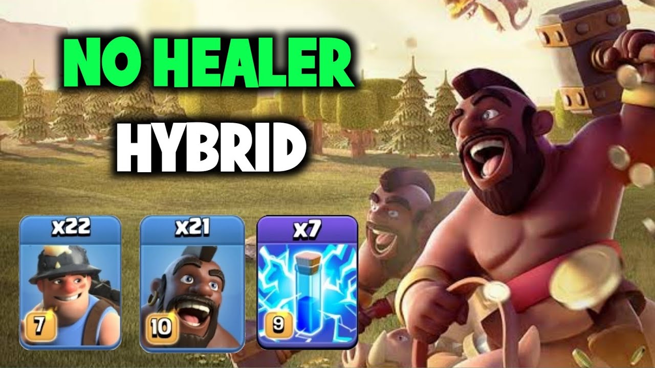 7 Zap Hybrid without healer | Th13 Zap Mass Hybrid without any Queen Charge | Best Th13 Attack