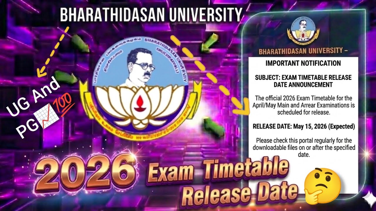 Bharathidasan University Distance Education 2026📈 Exam Timetable Release Update l BDU 2026 Timetable