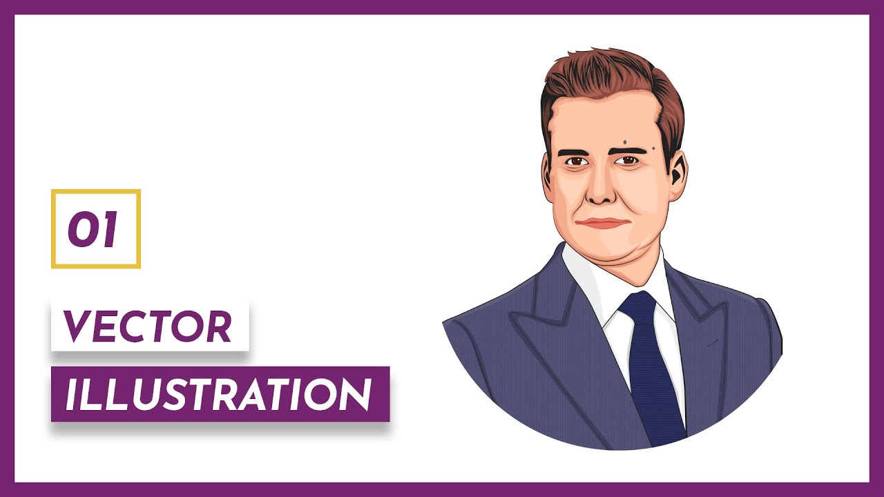 1/2 Easy Vector Portrait Tutorial in Adobe Illustrator for Non-Artists