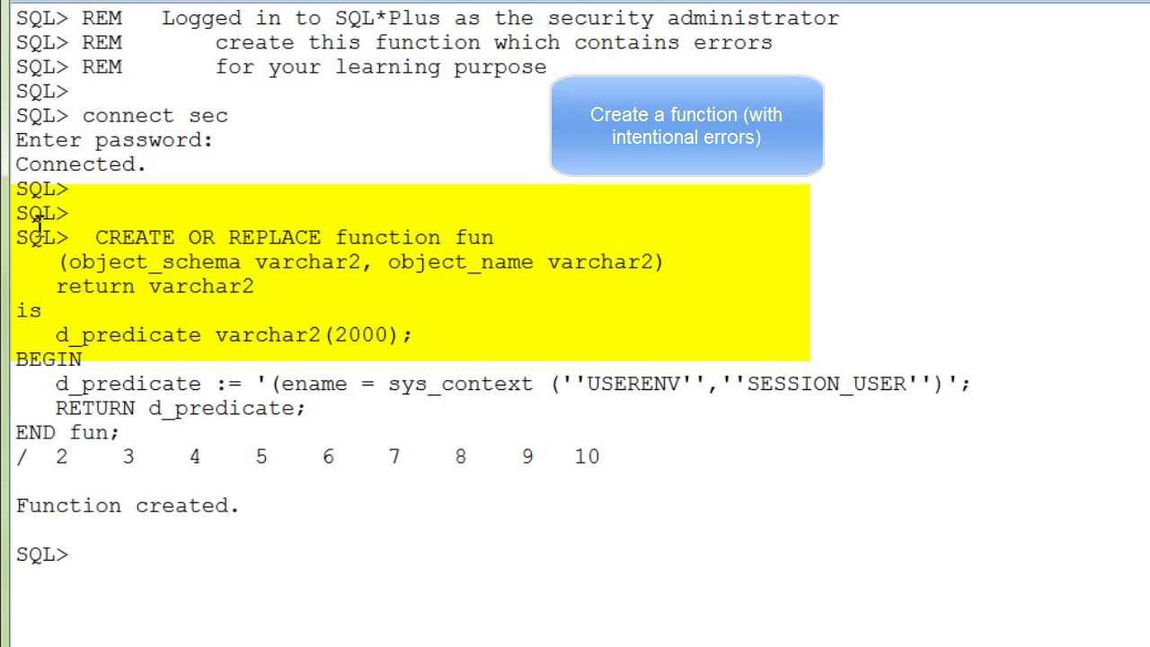 Troubleshooting a VPD policy in Oracle Database 12c