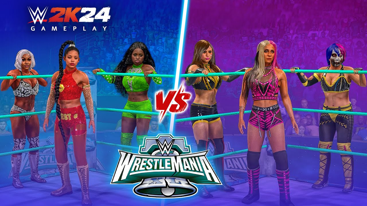 Damage Control vs Bianca Belair Naomi & Jade Cargill 6 Women Tag Match #wwe2k24 Gameplay