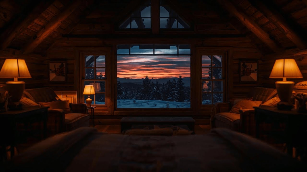 Snowy Winter Night ❄️ Cozy Window Ambience with Cold Wind Sounds (Sleep & Relax)