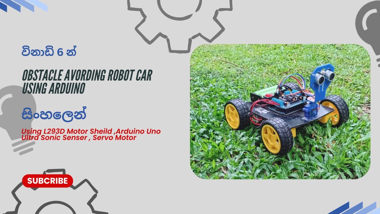 How To Make Arduino Obstacle Avoiding Robot using L293D Motor Shield | Sinhala