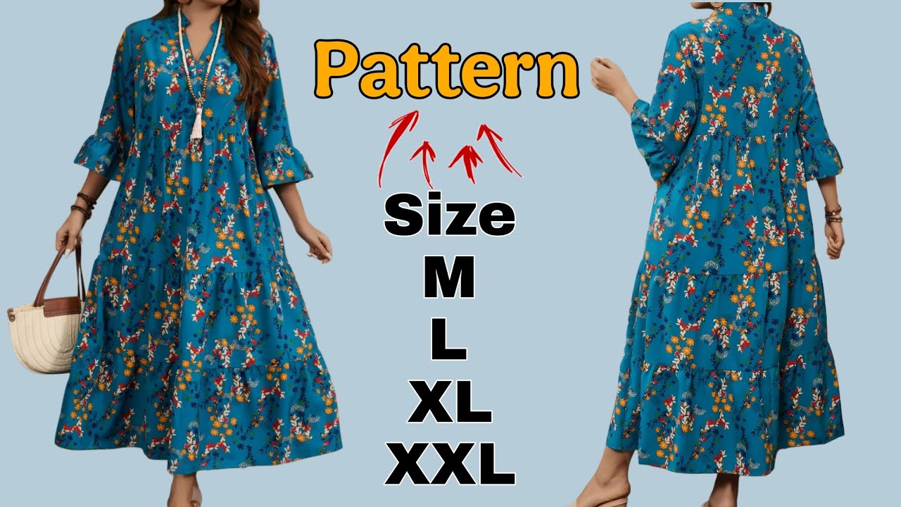 🔥 Draw this simple and stylish dress pattern in under 20 minutes! sizes M, L, XL, and XXL