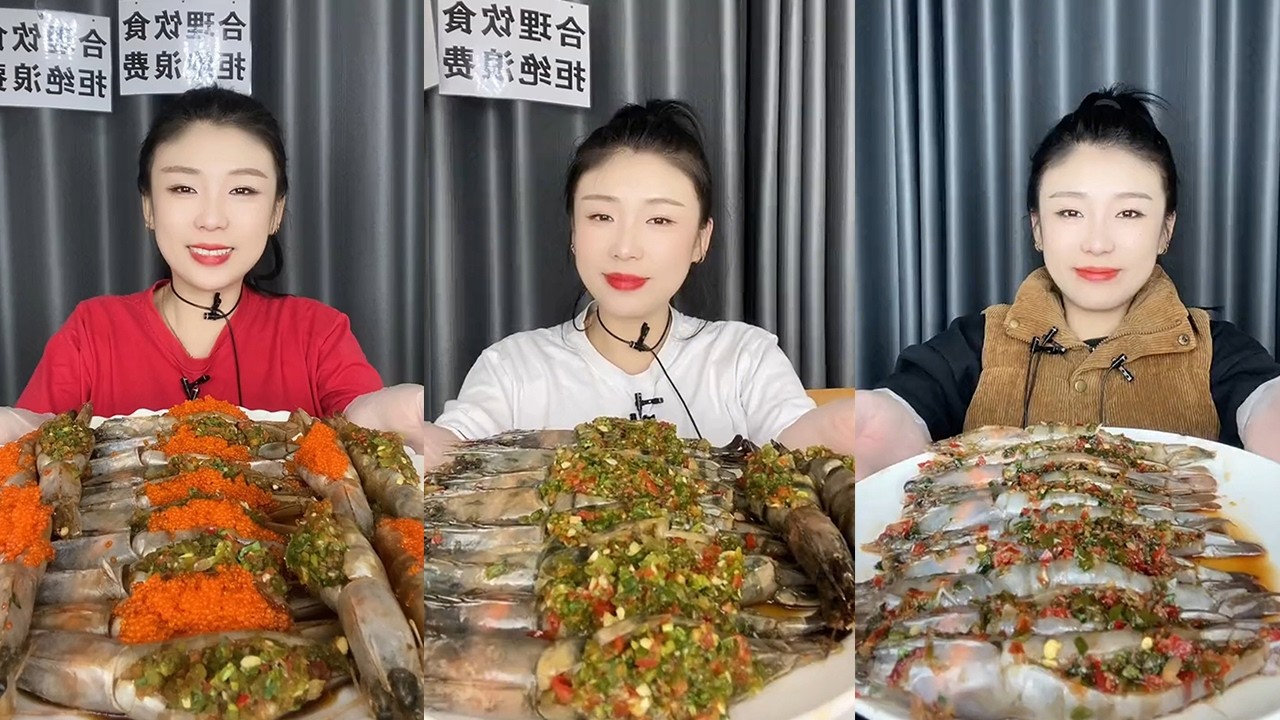 【MUKBANG】Fish roe stuffed shrimp + stuffed black tiger shrimp🦐🐟🌶🍋🧄#Seafood#ASMR#yummy