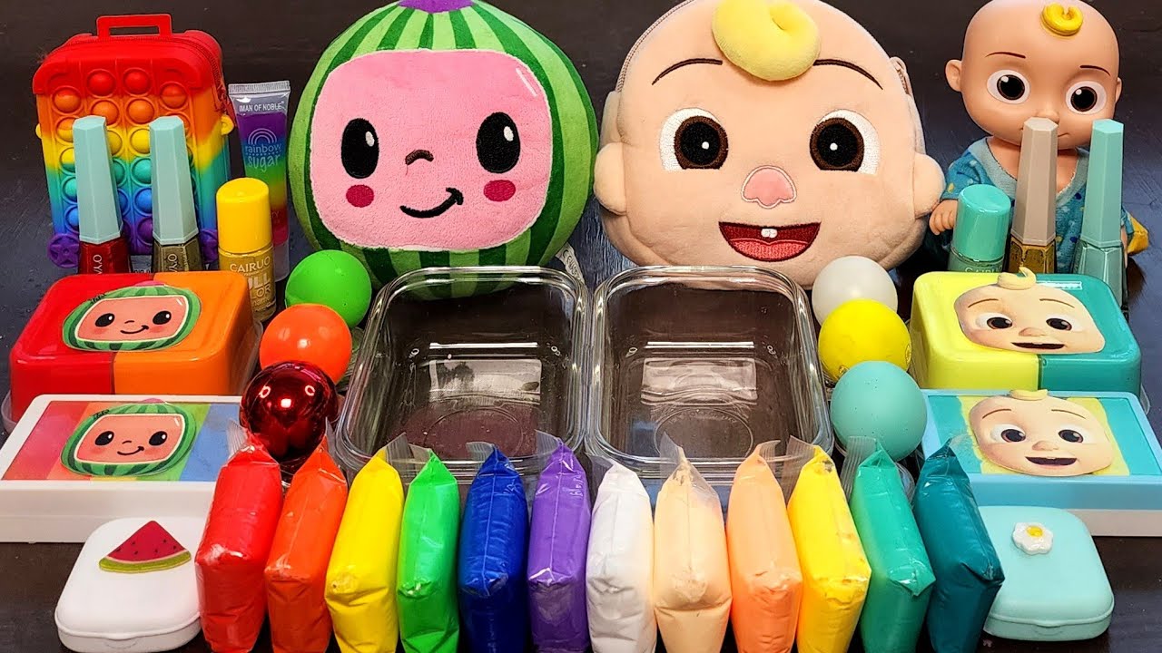 Cocomelon vs JJ Slime Mixing Makeup,Parts, Glitter Into Slime! Satisfying Slime Video ASMR