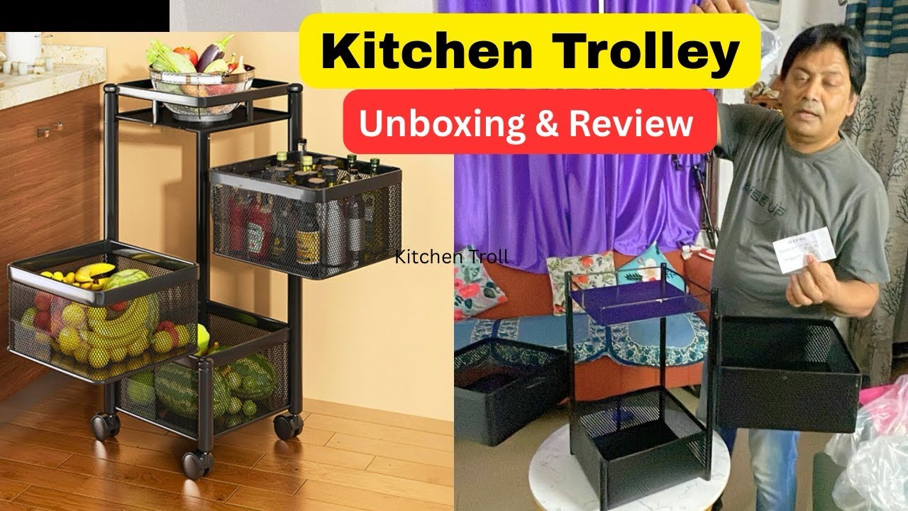 Kitchen Trolley with Wheels Kitchen Organizer || vegetable Fruit Basket || Unboxing & Review