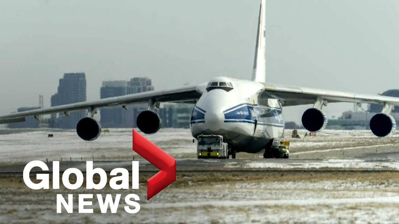 Russian cargo airplane grounded with no end in sight at Toronto airport