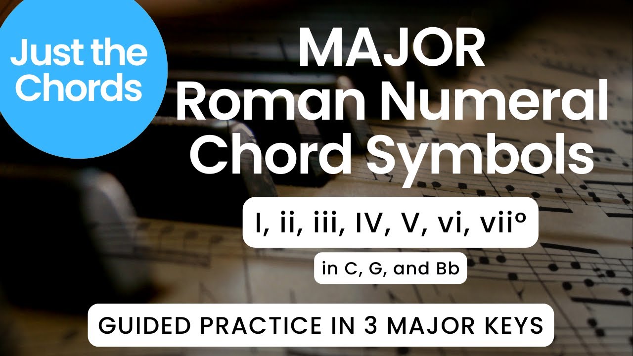 Major Roman Numeral Chord Symbols (in C, G, and Bb) - Piano Tutorial