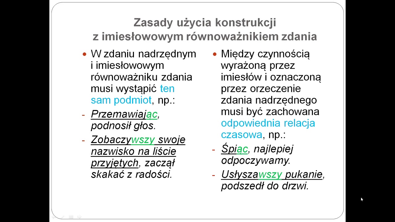 9. Imiesłowowy równoważnik zdania