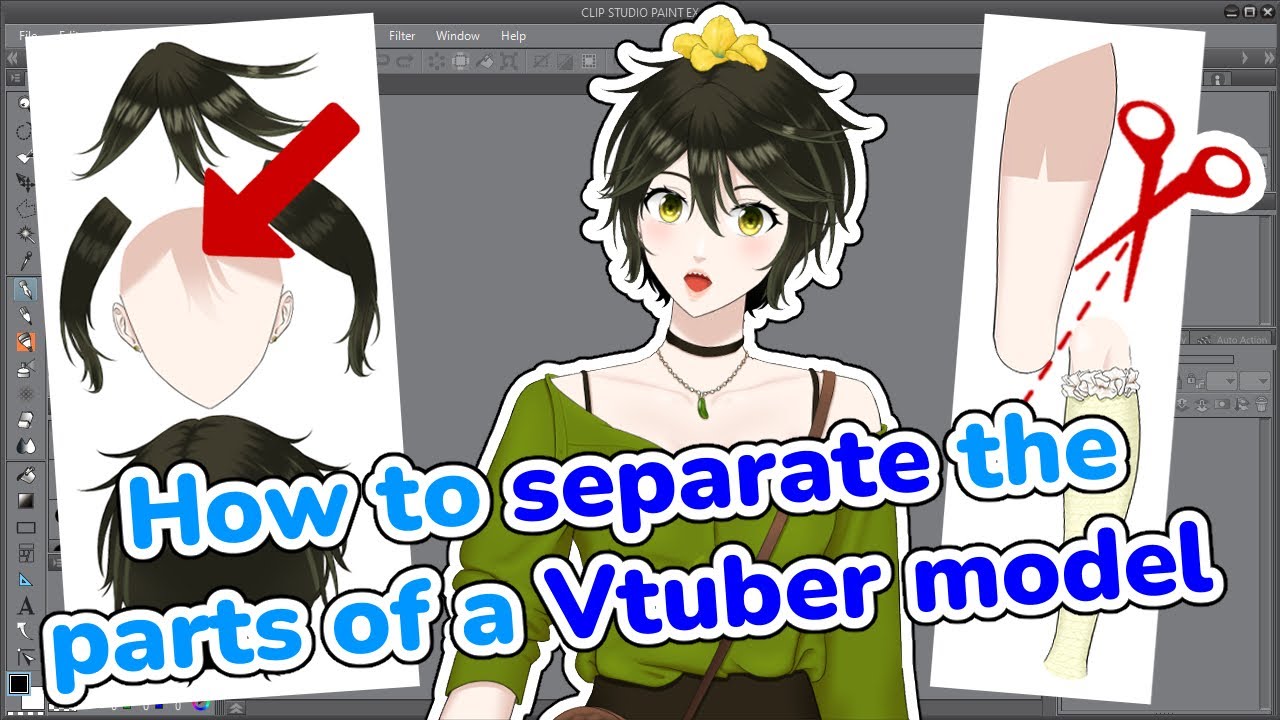 Как разделить части модели виртуальной ютуберши для Live2D