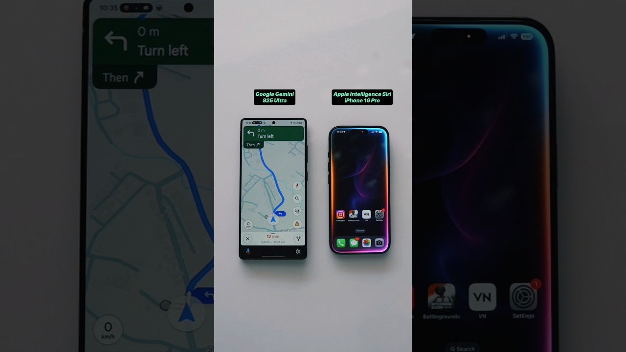 Google Gemini Vs Apple Intelligence Siri Getting Directions | iPhone 16 Pro Vs Samsung S25 Ultra AI