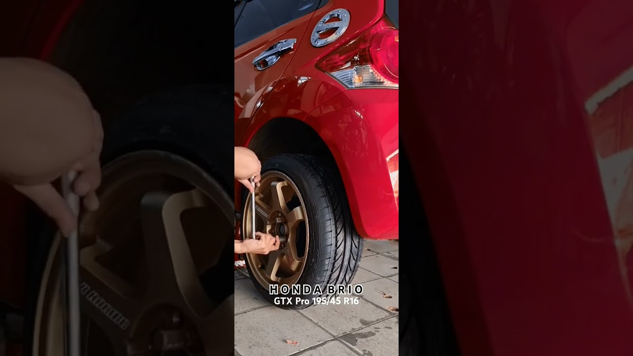 Nambah Ganteng BRIO pakai Ban 195/45 RING 16 #brio #velgracing #ring16 #briomerah #gantivelg #ceper