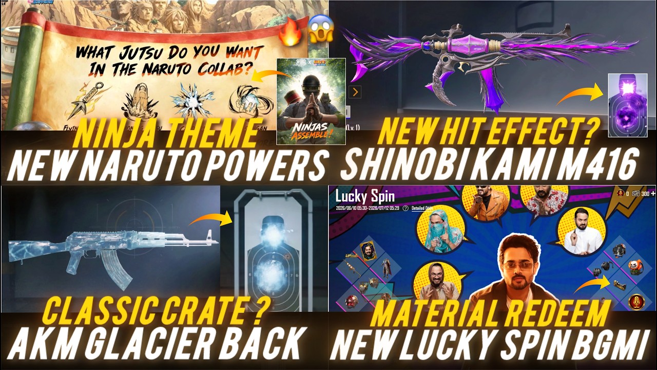 🔴 NEXT 4.5 NARUTO NEW POWERS 🔥😱 SHINOBI KAMI M416 NEW HIT EFFECT🔥 AKM GLACIER RETURN IN CLASSIC ?
