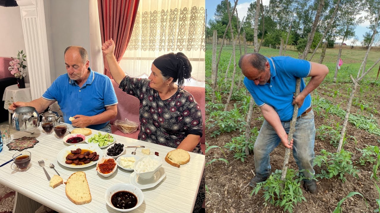 Babam Annemi nasil kaçırmış!!!Sabah kahvaltısı ve Bahcede günlük isler #bahçe #kahvaltı