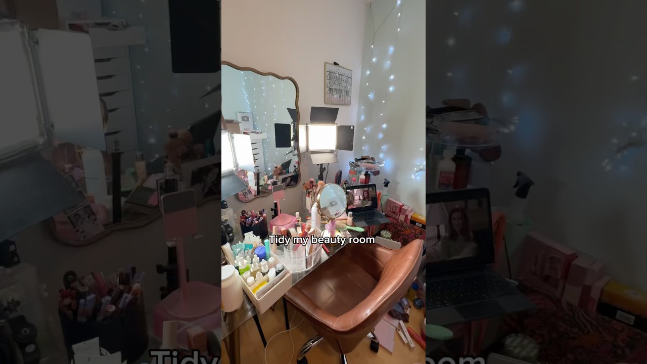 Tidy my makeup room with meee 💕 #makeup #makeuproom #cleanwithme #makeupcollection