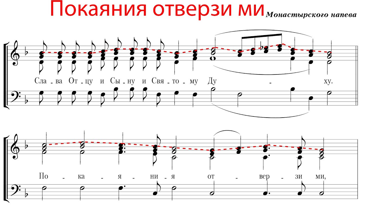 ПОКАЯНИЯ ОТВЕРЗИ МИ, Монастырского напева -  Сопрановая партия