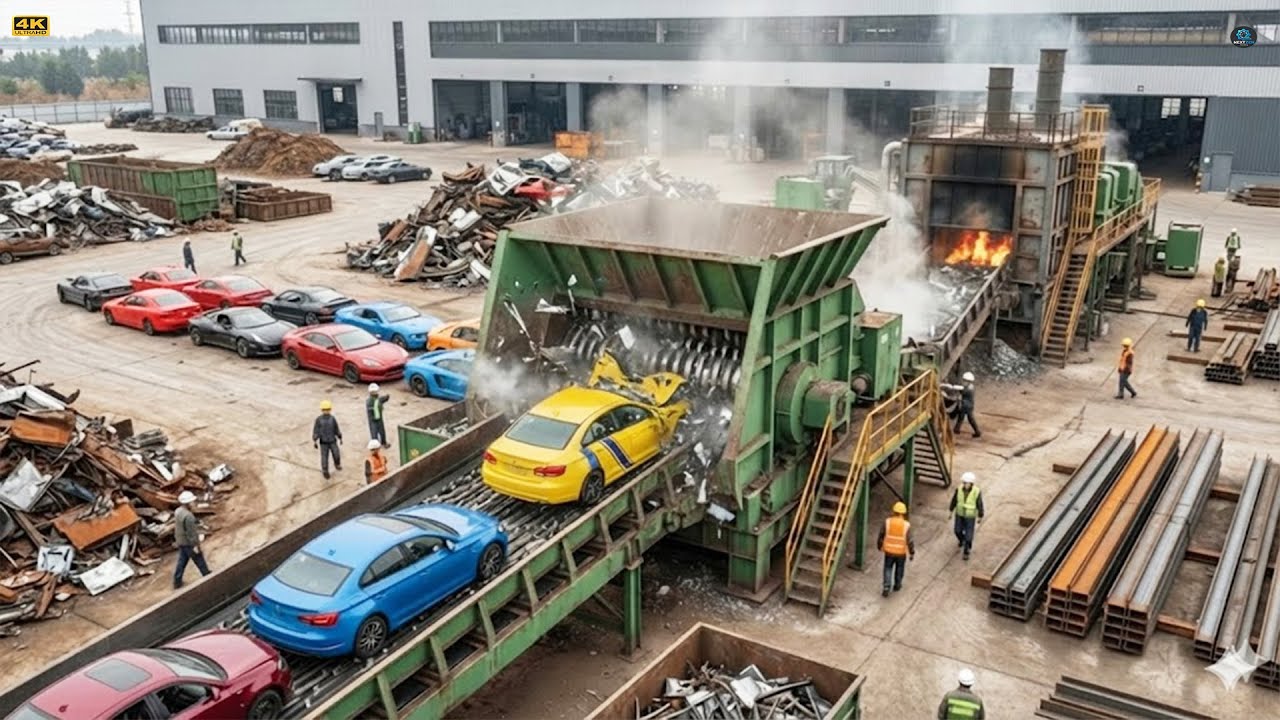 This Machine Eats Old Cars and Turns Them Into Railway Tracks 😱 | Full Process