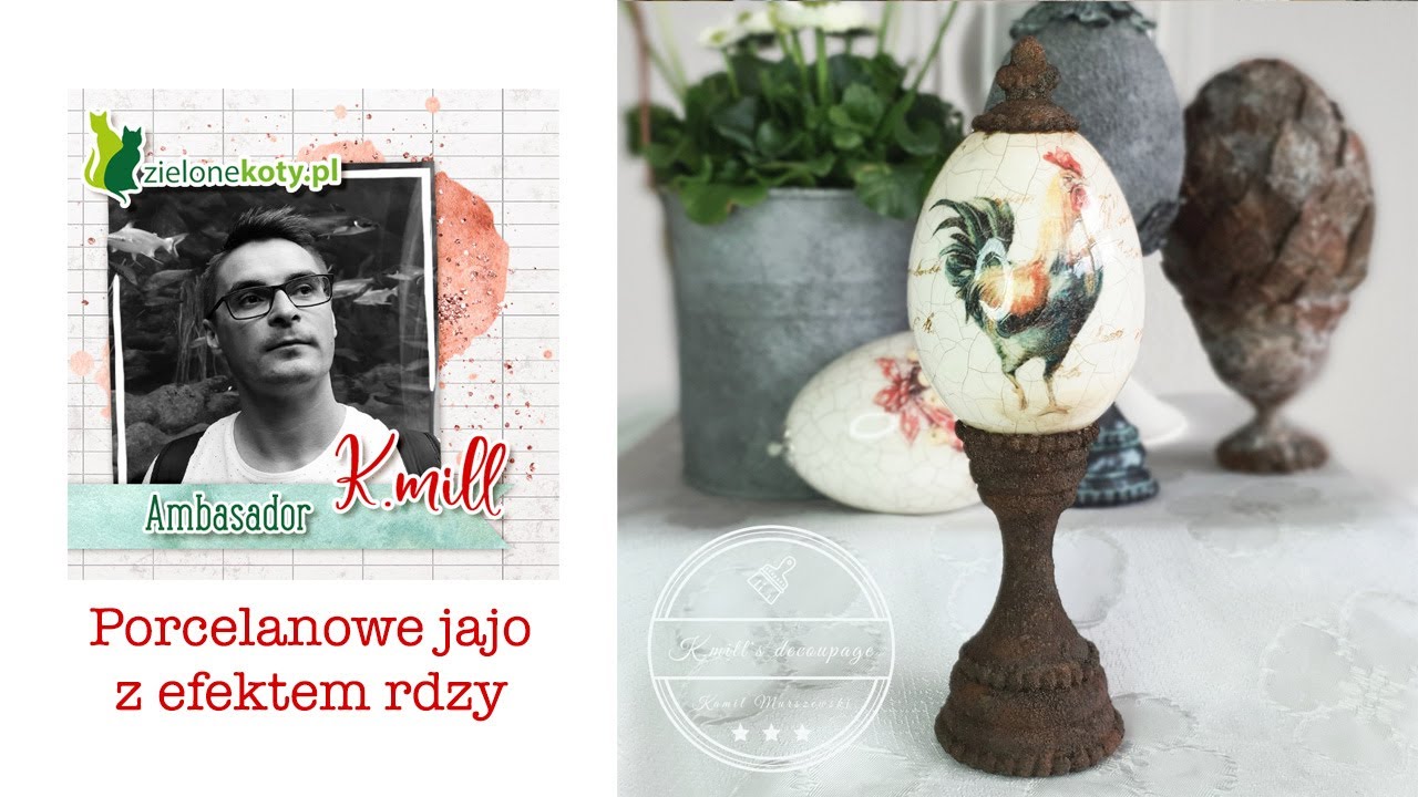 🐓Porcelanowe jajo z efektem rdzy 🐓#decoupage #tutorial #easteregg #rusteffect