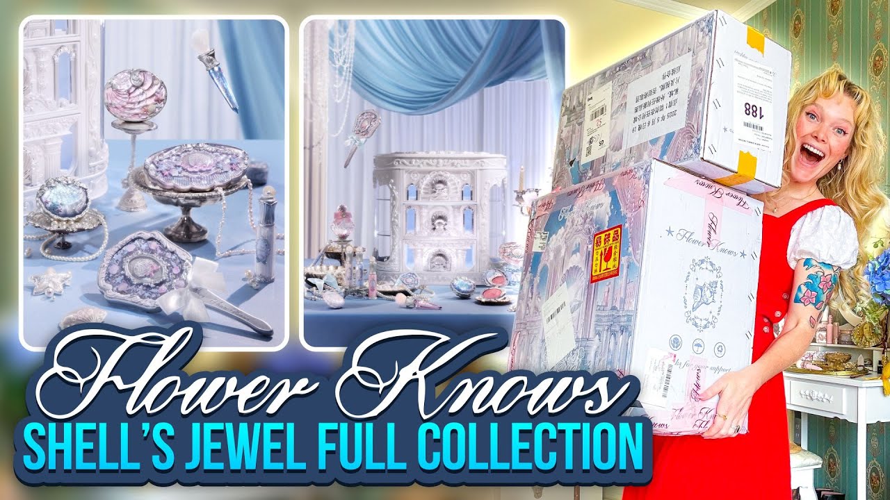 Unboxing the FULL Flower Knows ✨Shell's Jewel✨ Cosmetics Collection🐚  ~Mermaid Makeup 🧜🏼‍♀️