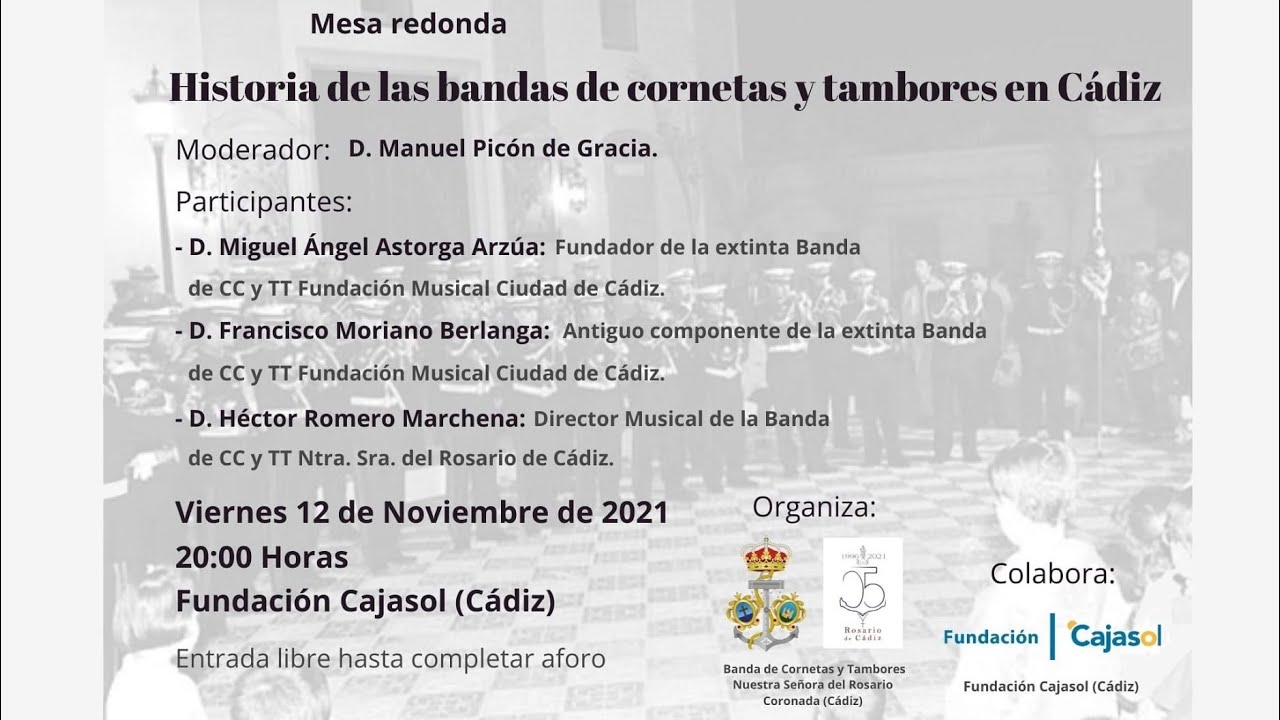 DIRECTO | Historia de las bandas de cornetas y tambores en Cádiz | Rosario de Cádiz | 2021