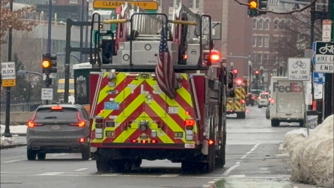 Boston ma fire dept engine 10 (spare) and tower 3 responding to a box alarm 