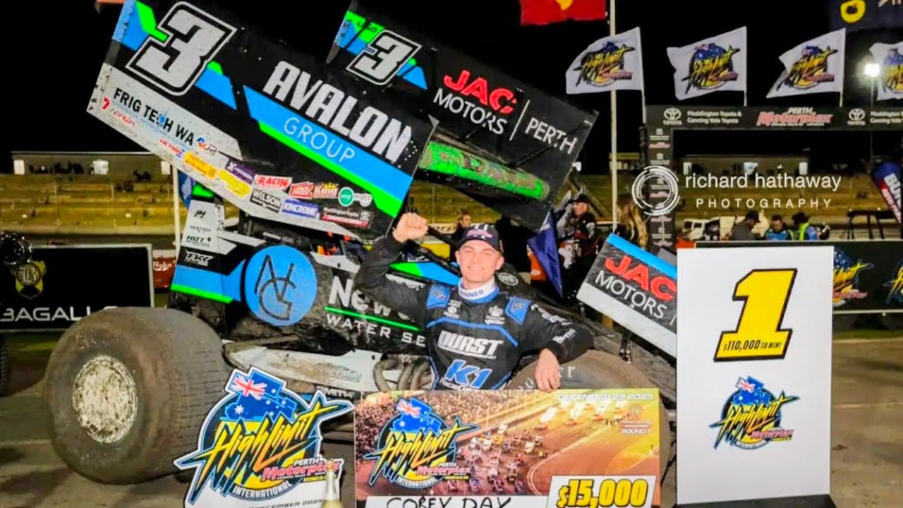 High Limit Sprintcar 2025-12-28 Perth Motorplex Feature 1st U3 C.Day 2. W71 K.Manders 3. D.Kingshott