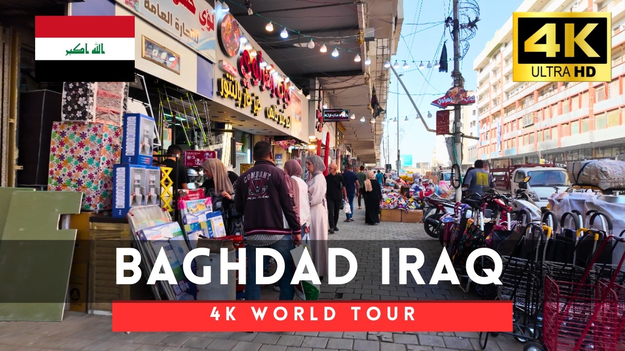 Iraq walking tour - 4 hours Baghdad downtown walk 4k 60fps