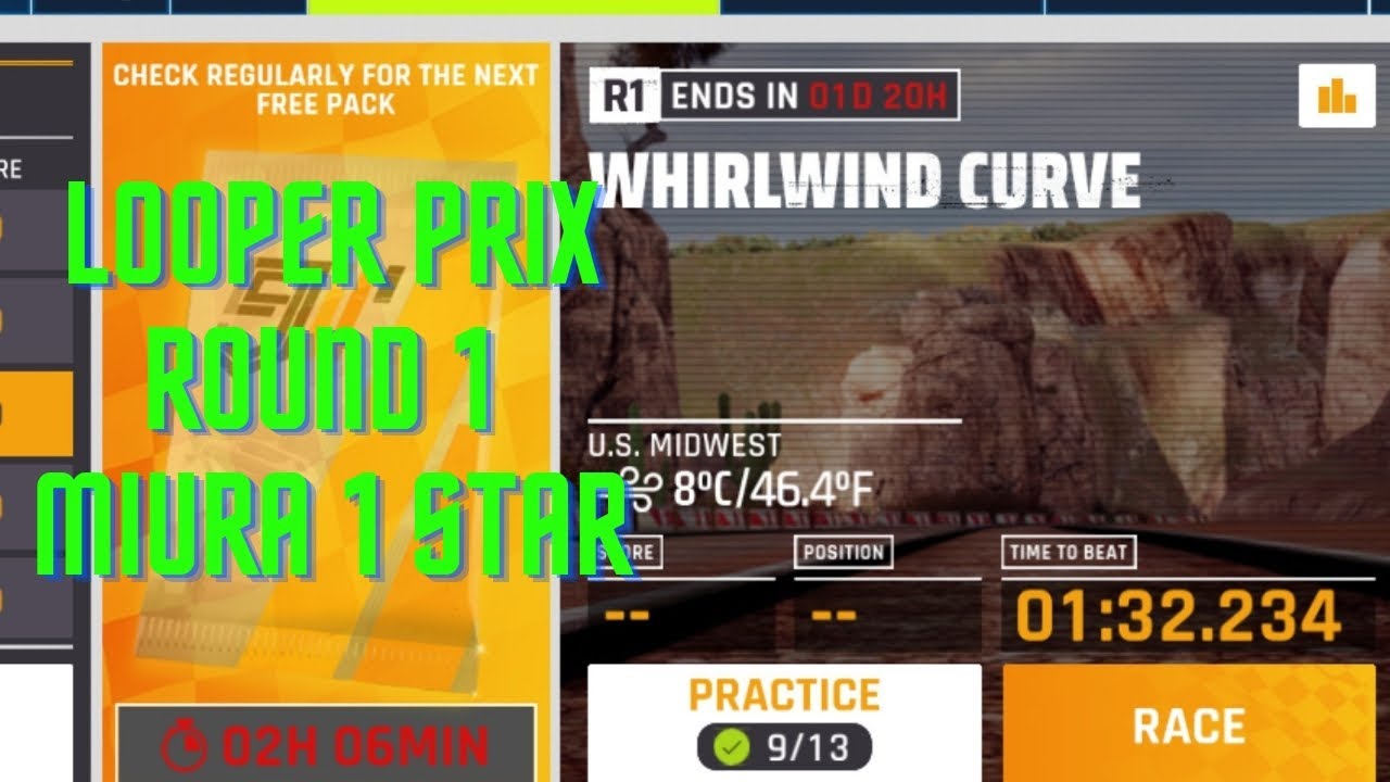 Asphalt 9 | Looper Prix - Round 1 | Practice Runs | Miura 1 star | US Midwest -Whirlwind Curve Track