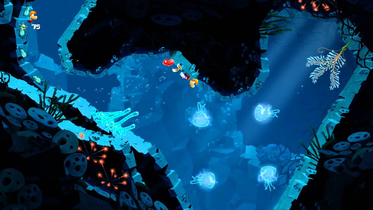 Rayman Legends 100% Walkthrough P57 - Sea of Serendipity - Freaking Flipper/Swimming with the Stars