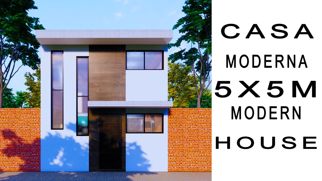 Plano de casa 5x5 moderna | 5x5 modern house design