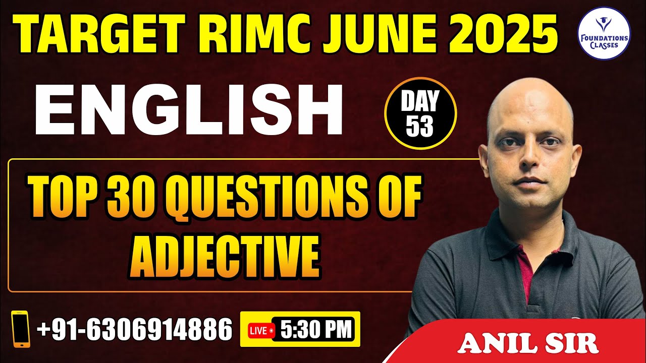 RIMC Exam  TOP 30 ADJECTIVE QUESTIONS | RIMC Exam June 2025 Preparation | English For RIMC Exam